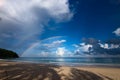 Beautiful beach with blue sky and rainbow in Kudat, Sabah Borneo, East Malaysia