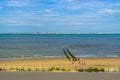 The beautiful beach of Breskens during summer season with view on Vlissingen, Breskens, Zeeland, The Netherlands, 20 July, 2020