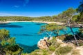 Beautiful Beach of Cala S'Amarador at Mondrago - Natural Park on Majorca Spain, Balearic Islands, Mediterranean Sea, Europe Royalty Free Stock Photo