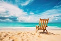 Beautiful beach with chair at Seychelles, Mahe, Chairs on the sandy beach near the sea. Summer holiday and vacation concept for Royalty Free Stock Photo