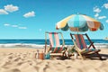 Beautiful beach. Chairs on the sandy beach near the sea. Summer holiday and vacation concept for tourism. Inspirational tropical Royalty Free Stock Photo