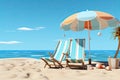 Beautiful beach. Chairs on the sandy beach near the sea. Summer holiday and vacation concept for tourism. Inspirational tropical Royalty Free Stock Photo