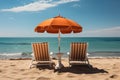 Beautiful beach. Chairs on the sandy beach near the sea. Summer holiday and vacation concept for tourism. Inspirational tropical Royalty Free Stock Photo