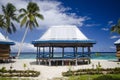 Traditional samoan beach fale, Samoa, Pacific Islands Royalty Free Stock Photo