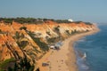 Beautiful beach and cliffs in Algarve, Portugal near Albufeira. Royalty Free Stock Photo
