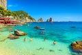 Beautiful beach and cliffs in Capri island, Italy, Europe Royalty Free Stock Photo