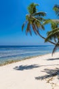 Beautiful beach with coco palms and turquoise sea in Jamaica island. Royalty Free Stock Photo