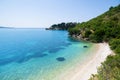 Beautiful beach, Corfu island, Grrece, famous landscape and travel destination in Europe. Royalty Free Stock Photo