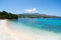 Beautiful beach, Corfu island, Grrece, famous landscape and travel destination in Europe. Royalty Free Stock Photo