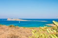 Beautiful beach of Crete with turquoise water. A popular tourist beach. Kolokitha beach. Royalty Free Stock Photo