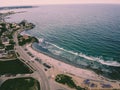 Beautiful beach drone shot  with crazy blue water. Royalty Free Stock Photo