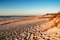 Beautiful beach with dunes and wooden walkway in Aveiro Royalty Free Stock Photo