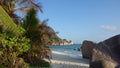 Famous sand beach on LaDigue, Seychelles Royalty Free Stock Photo