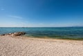 Beautiful Beach on Lake Garda - Lago di Garda Bardolino Village Veneto Italy Royalty Free Stock Photo