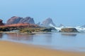 Beautiful beach landscape with big rocks Royalty Free Stock Photo