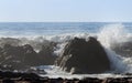 Beautiful beach landscape with big rocks Royalty Free Stock Photo