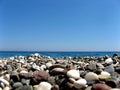 Beautiful beach landscape. Stones on the sea shore Royalty Free Stock Photo