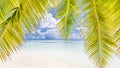 Beautiful beach landscape. Summer holiday and vacation concept. Inspirational tropical beach. Beach background banner Royalty Free Stock Photo