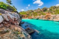 Beautiful beach Majorca Cala des Moro, Spain Mediterranean Sea Royalty Free Stock Photo