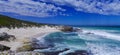 Beautiful beach marking the starting point of a coastal hikiing pathway in De Hoop Nature Reserve