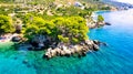 Croatia: View from the beach promenade to the adriatic sea near village Makarska Royalty Free Stock Photo