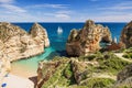 Beautiful beach near Lagos town, Algarve region, Portugal Royalty Free Stock Photo