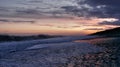 Beautiful beach in New Zealand during the sunset