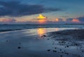 Beautiful beach in Nowy Port at sunset, Gdansk Royalty Free Stock Photo