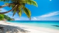 beautiful beach with palms and turquoise sea in Jamaica island Royalty Free Stock Photo