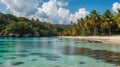 Beautiful beach with palms and turquoise sea in Jamaica island Royalty Free Stock Photo