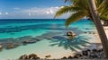 Beautiful beach with palms and turquoise sea in Jamaica island Royalty Free Stock Photo