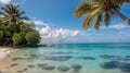 Beautiful beach with palms and turquoise sea in Jamaica island Royalty Free Stock Photo