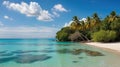 Beautiful beach with palms and turquoise sea in Jamaica island Royalty Free Stock Photo