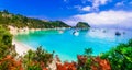 Beautiful turquoise beaches of Greece - Lakka in Paxos. Ionian i Royalty Free Stock Photo