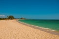 The beautiful beach of Playa Ancon near Trinidad, Cuba. Landscape with yellow sand and turquoise sea.