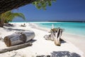 Beautiful beach with pristine turquoise water in Conflict Island, Papua New Guinea Royalty Free Stock Photo