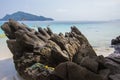 Beautiful beach and rocks at Flower Island - one of beautiful Islands in Kawthoung,a seaside province of Myanmar.