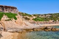 Beautiful beach and rocky coastline landscape in Greece Royalty Free Stock Photo