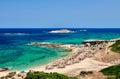 Beautiful beach and rocky coastline landscape in Greece Royalty Free Stock Photo