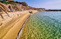 Beautiful beach and rocky coastline landscape in Greece Royalty Free Stock Photo