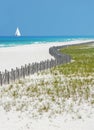 Beautiful Beach and Sailboat Royalty Free Stock Photo