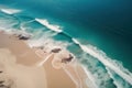 Beautiful beach and sea, drone view. AI generative
