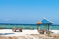 Beautiful beach with seaside cafe Royalty Free Stock Photo