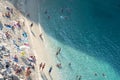 Beautiful beach in the summer day, top view. Tropea, southern Italy