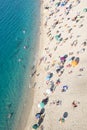 Beautiful beach in the summer day, top view. Tropea, southern Italy