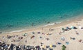 Beautiful beach in the summer day, top view. Tropea, southern Italy