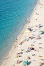 Beautiful beach in the summer day, top view. Tropea, southern Italy