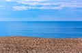 Beautiful beach in Thailand. View of sunlight tropical sea beach with coconuts palms. Tropical sand beach holiday for background Royalty Free Stock Photo