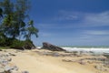 Beautiful beach and tropical sea under bright sunny day Royalty Free Stock Photo