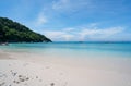 Beautiful beach and tropical sea with wave crashing on sandy shore Small island archipelago at Similan national park Thailand Royalty Free Stock Photo